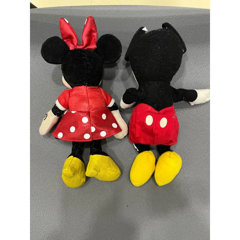 Disney Mickey Minnie Mouse Plush Set Unisex 9in Red Good‎ Classic Polka Dot Bow